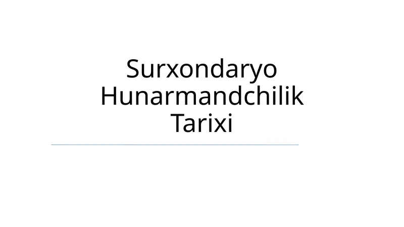 Surxondaryo Hunarmandchilik Tarixi