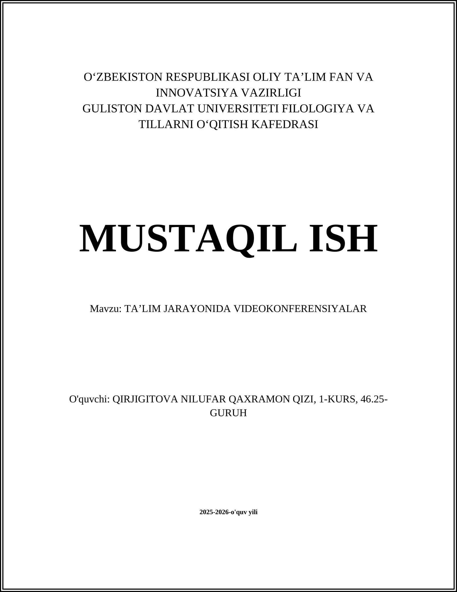 TAʼLIM JARAYONIDA VIDEOKONFERENSIYALAR