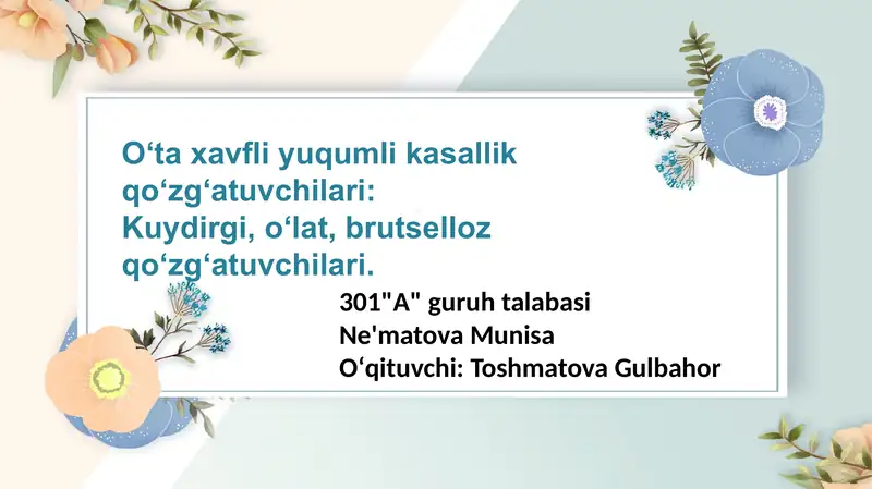 Oʻtaxavfliyuqumlikasallikqoʻzgʻatuvchilari