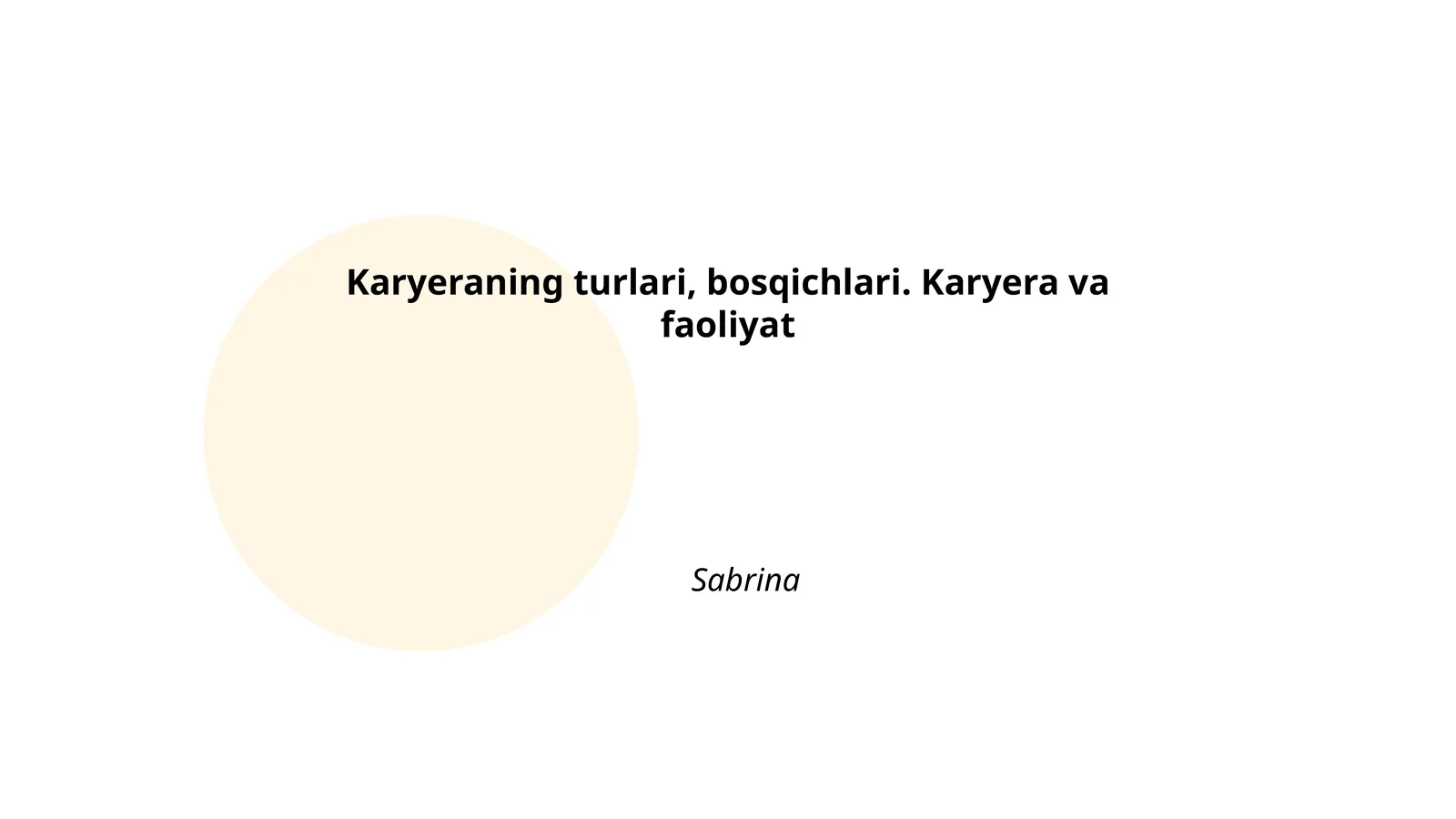 Kasbiy karyera asoslari
