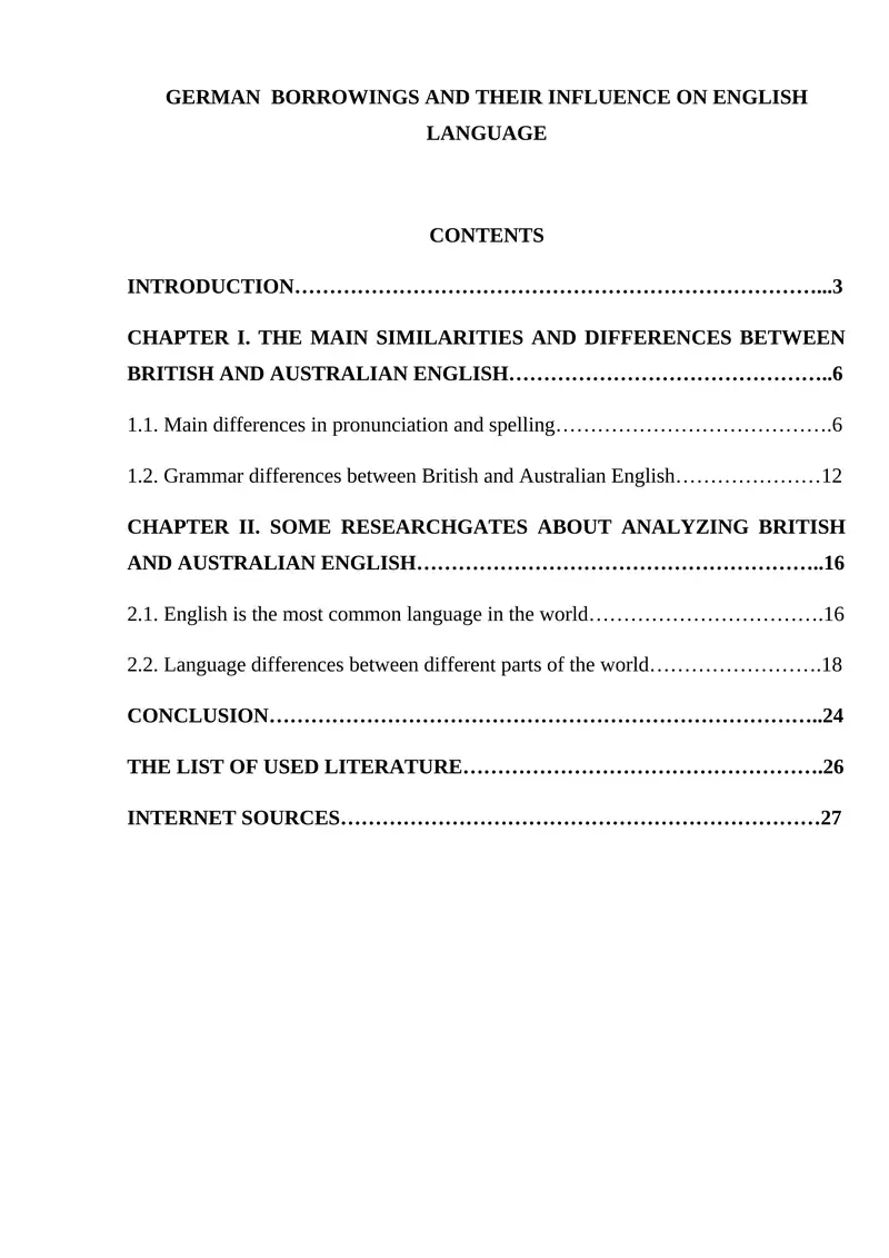 GERMAN BORROWINGS AND THEIR INFLUENCE ON ENGLISH LANGUAGE