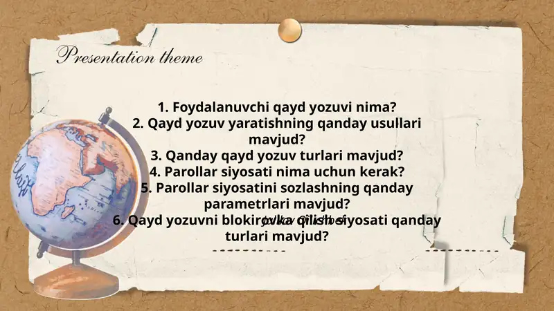 Qayd yozuvi, Qayd yozuv yaratish, Parollar siyosati