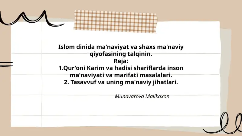 Ma'naviyat va shaxs ma'naviy qiyofasi