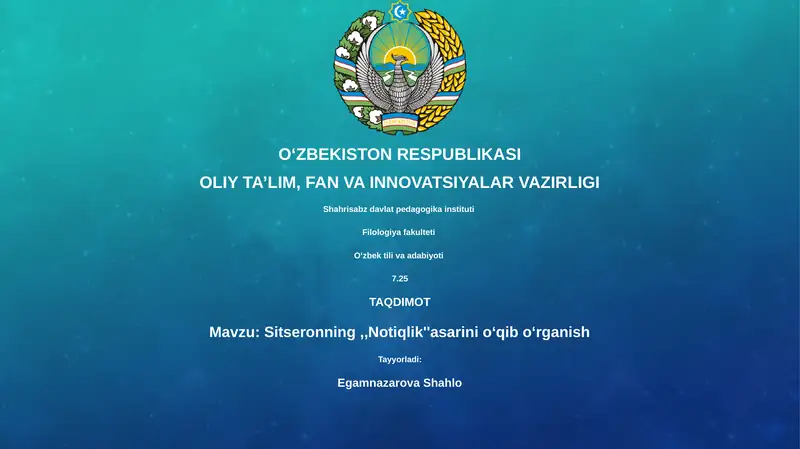 Sitseronning,,Notiqlik''asarini oʻqib oʻrganish