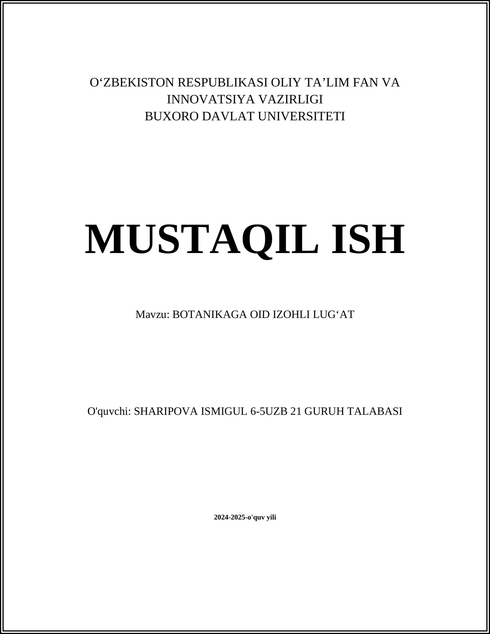 BOTANIKAGA OID IZOHLI LUGʻAT