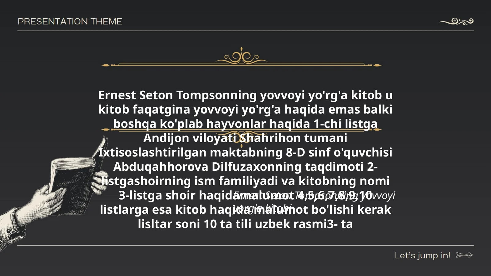 Ernest Seton Tompsonning yovvoyi yorg'a kitobi