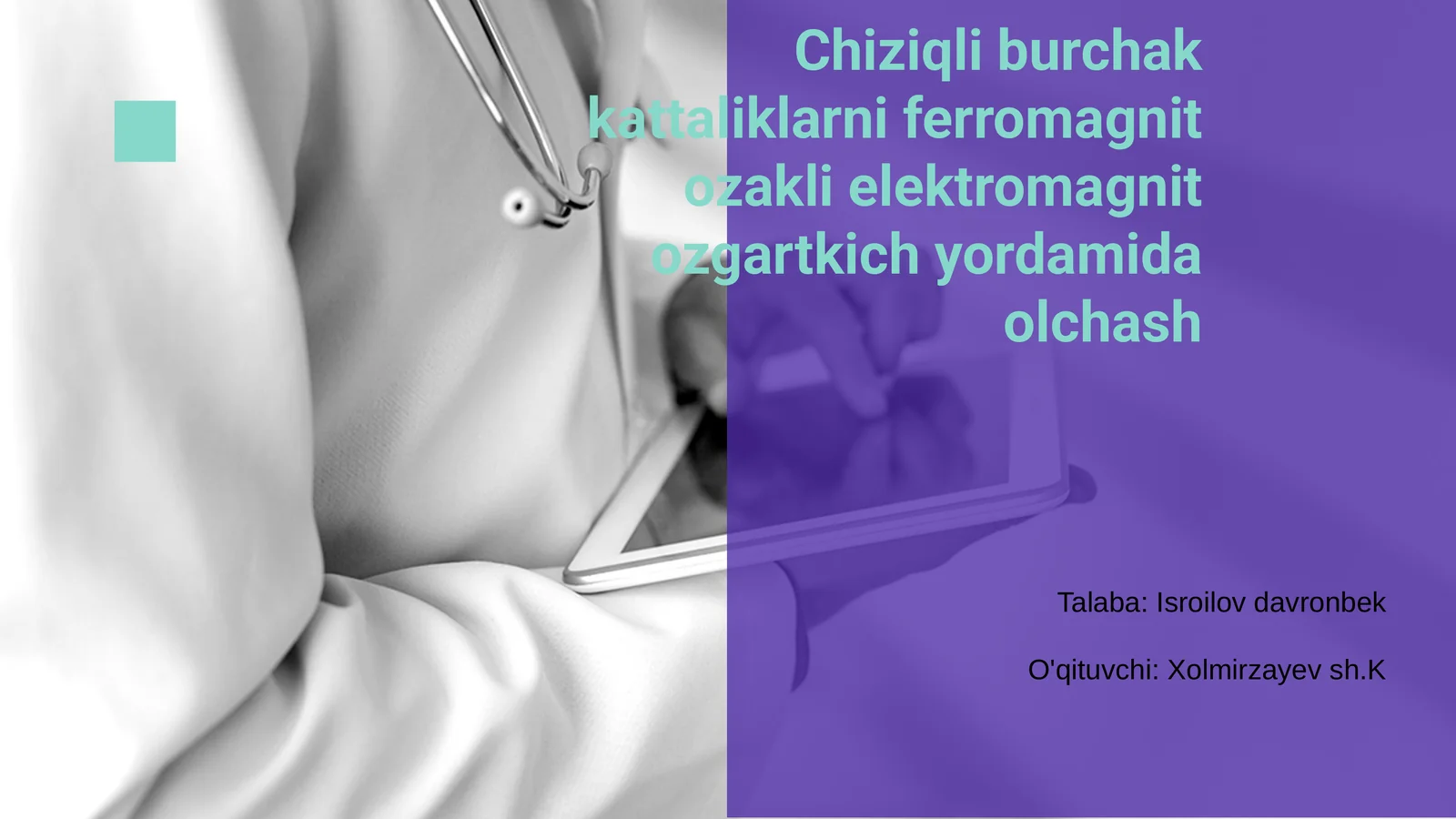 Chiziqli burchaklarni ferromagnit ozakli elektromagnit ozgartkich yordamida olchash