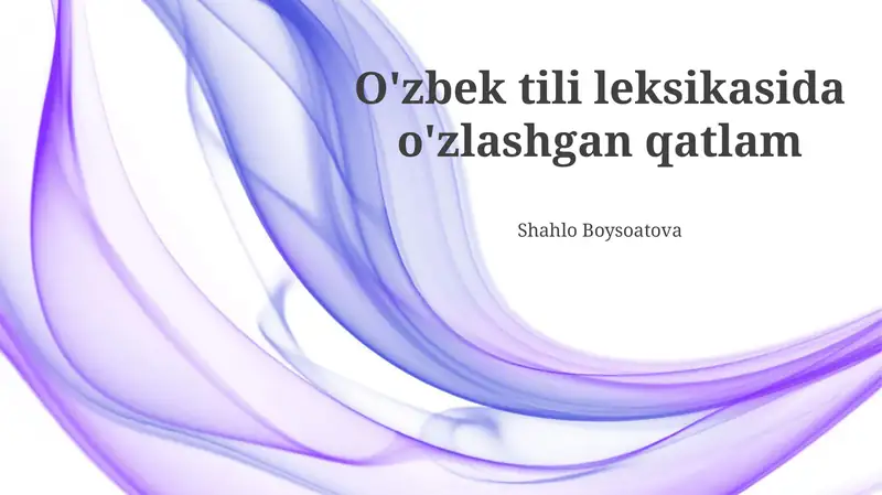 Oʻzbek Leksikasidagi Assimalatsiya Qatlami