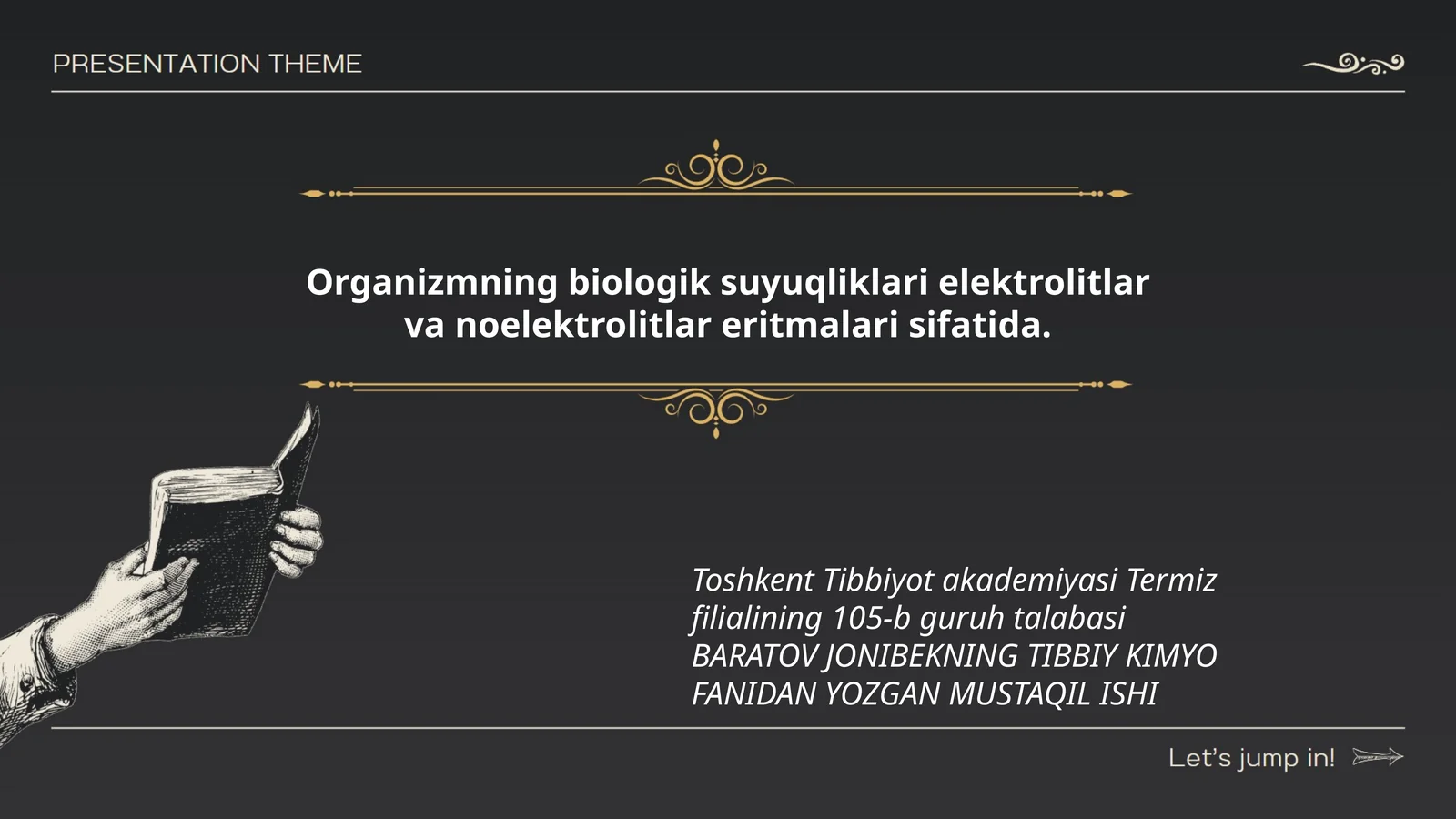 Organizmning biologik suyuqliklari elektrolitlar va noelektrolitlar eritmalari sifatida
