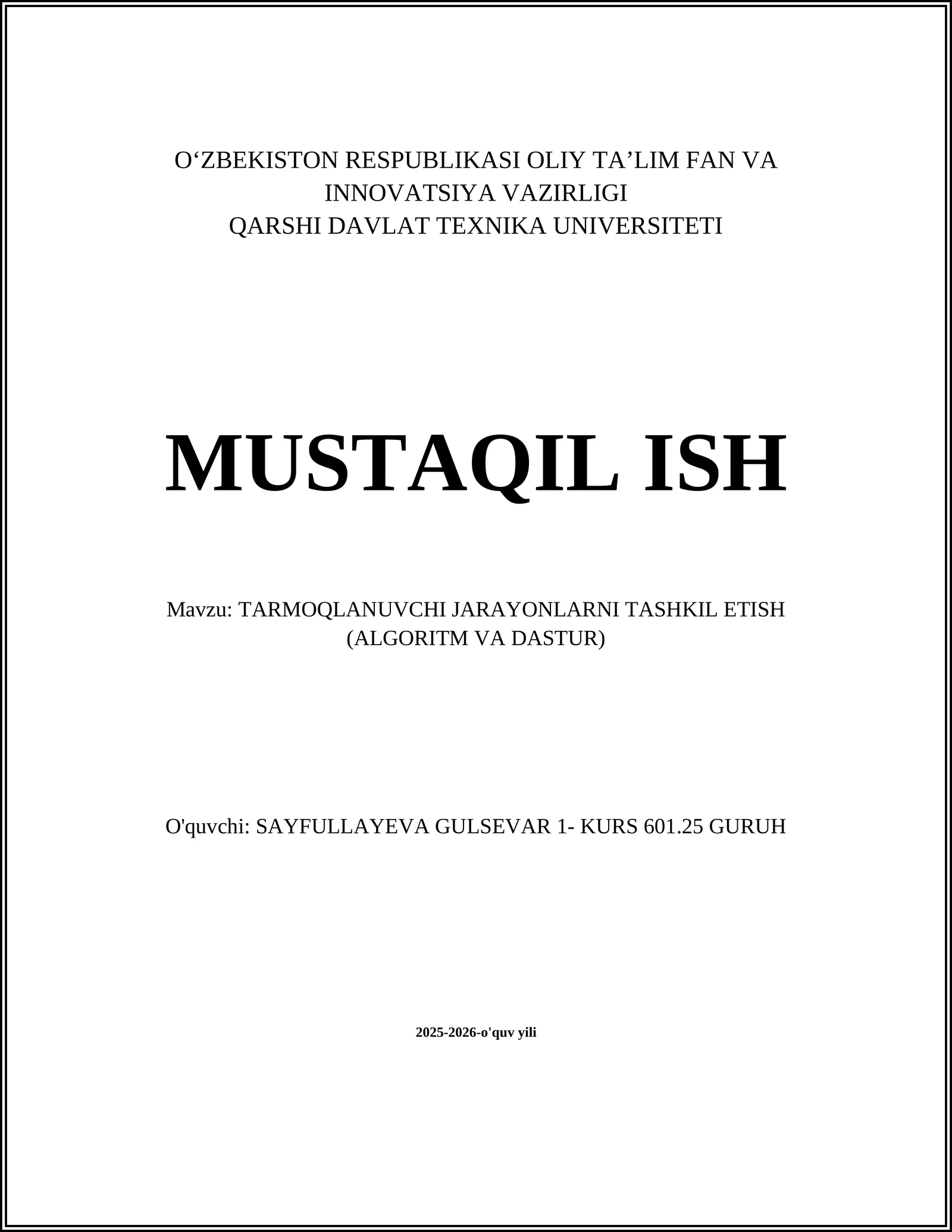 Tarmoqlanayotgan Algoritmlar