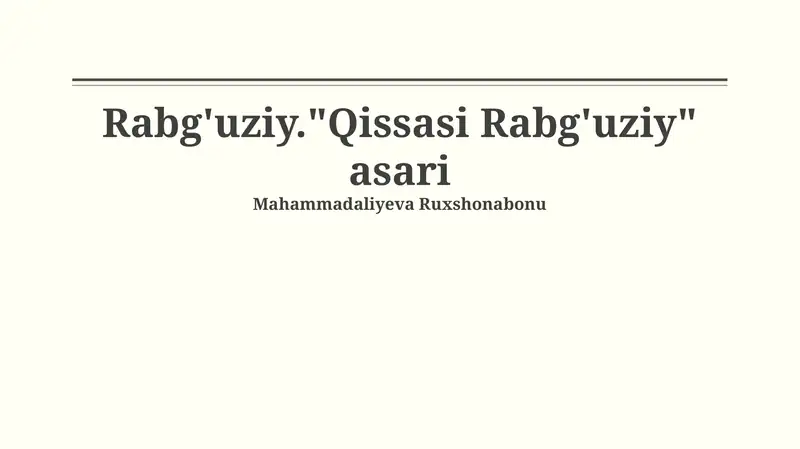 Qissasi Rabg'uziy