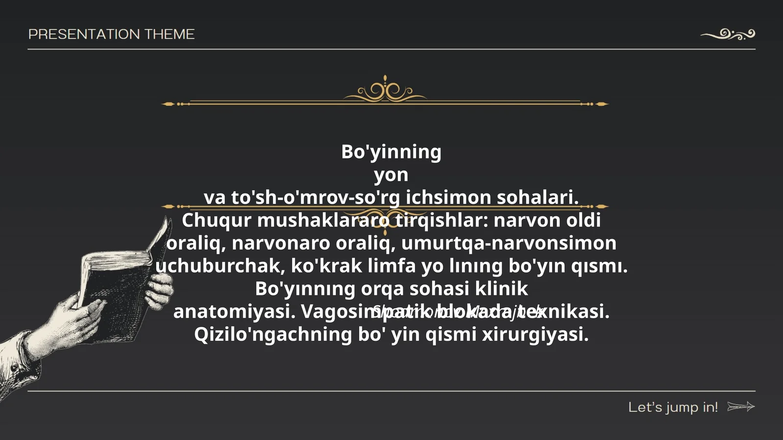 Bo'yinning yon va to'sh-o'mrov-so'rg ichsimon sohalari