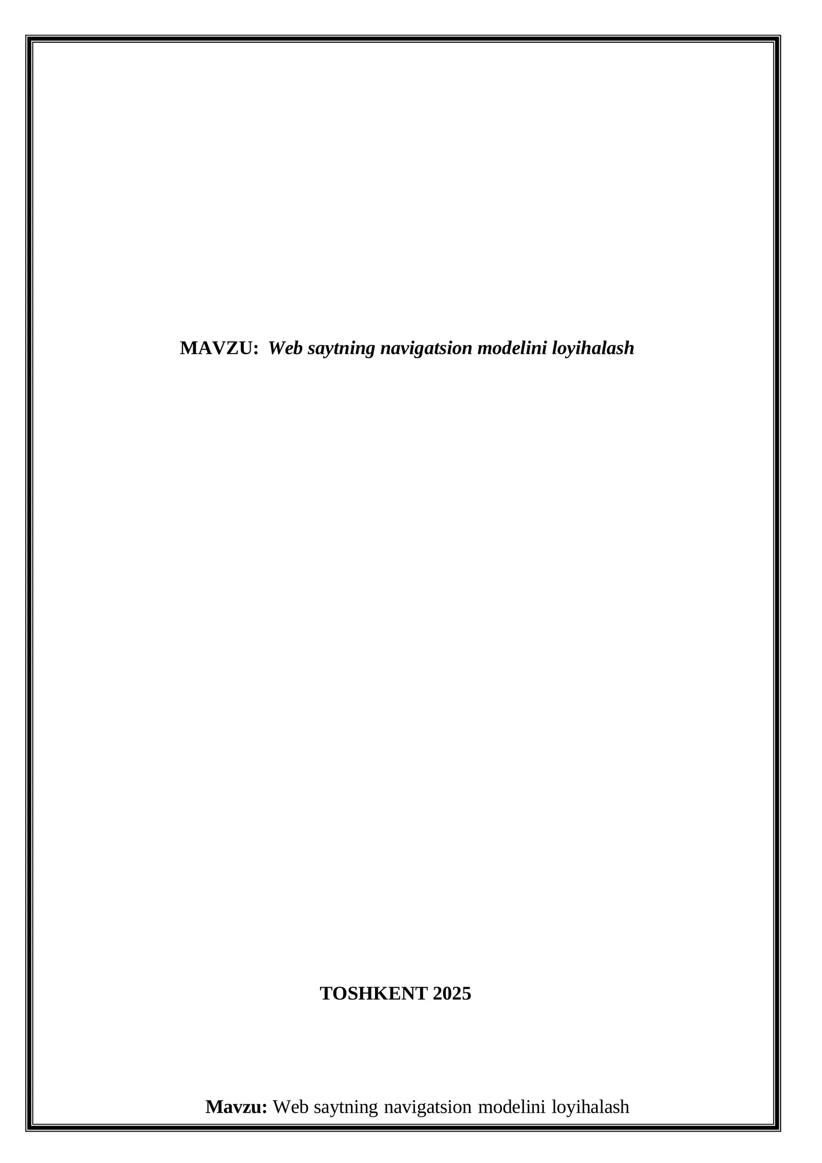 Web saytning navigatsion modelini loyihalash