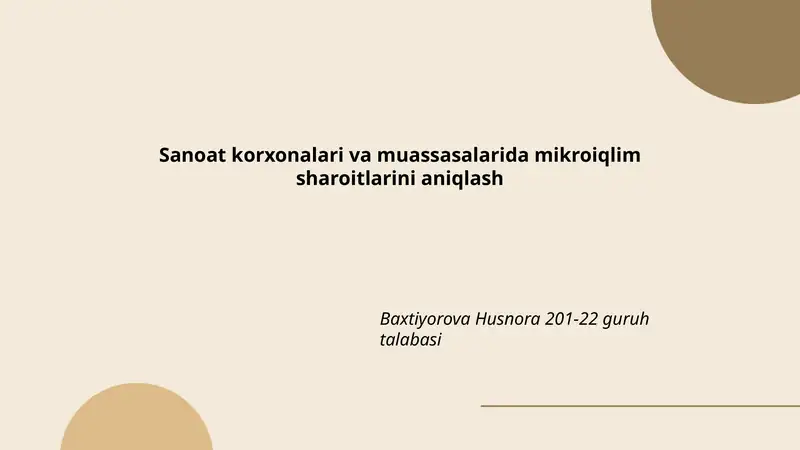 Mikroiqlim sharoitlarini aniqlash