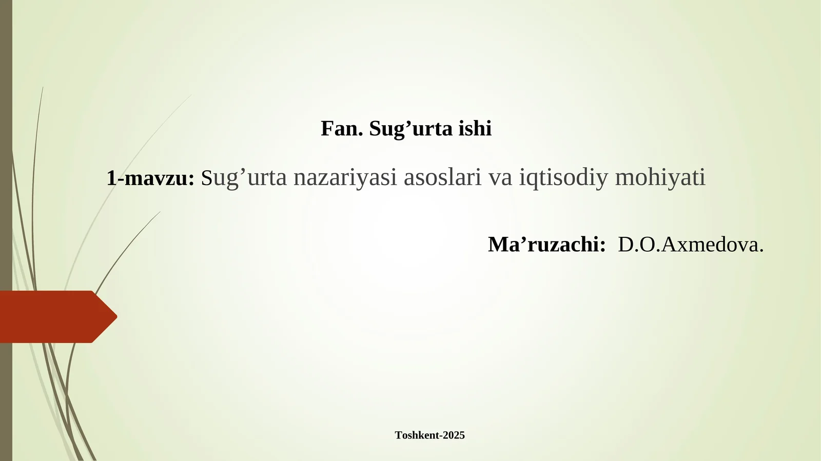 Sugʻurta fanidan prezentatsiya