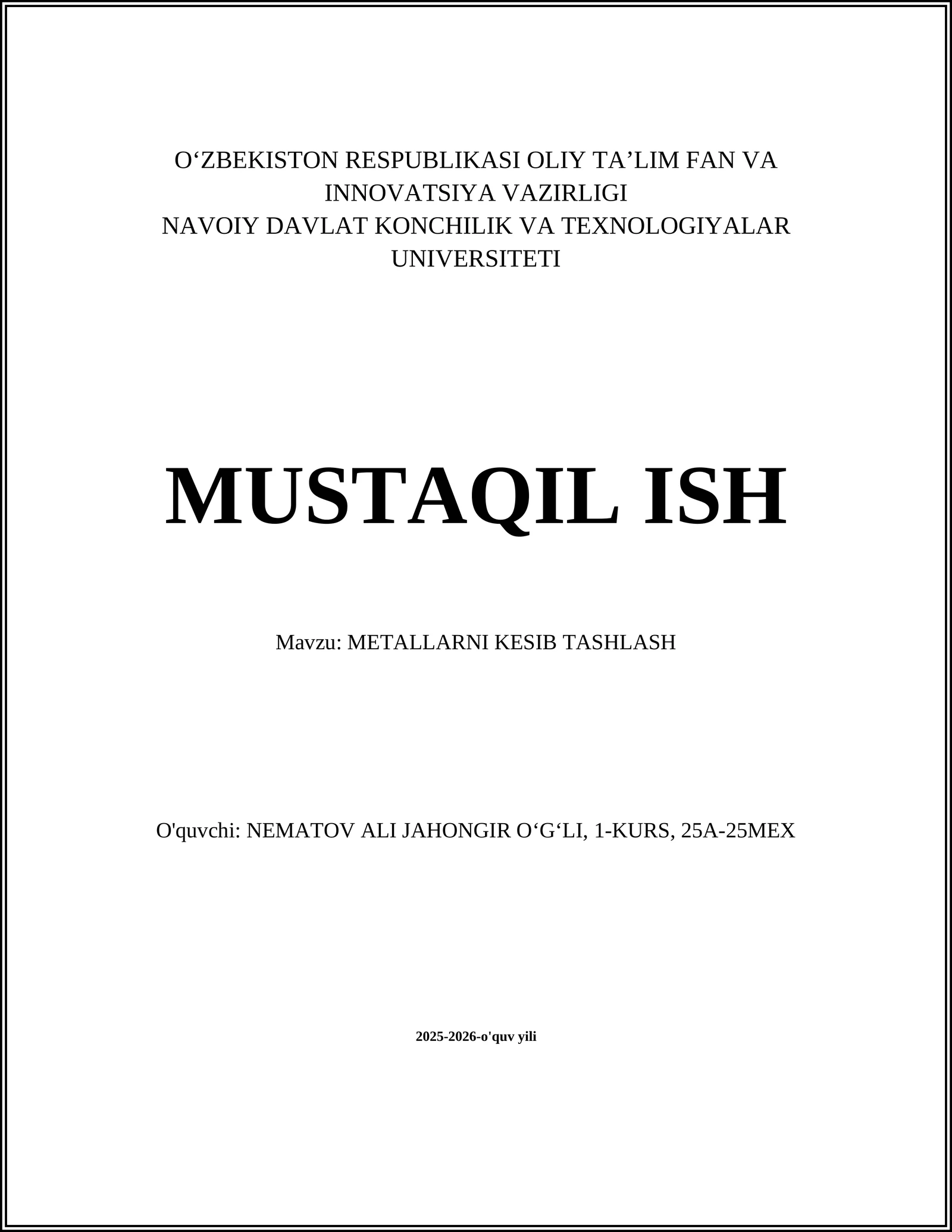 METALLARNI KESIB TASHLASH