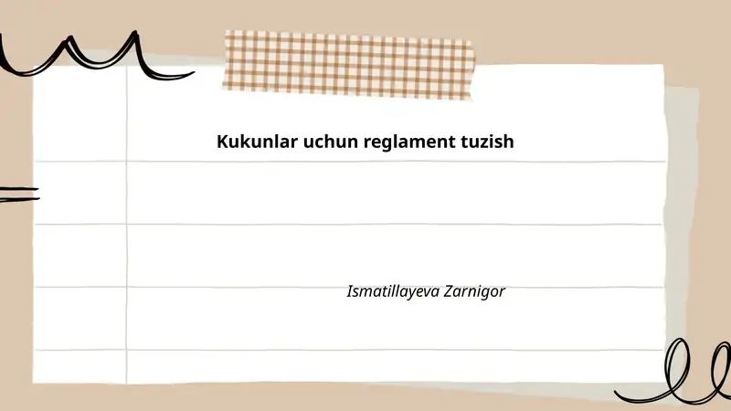 Kukunlar uchun reglament tuzish