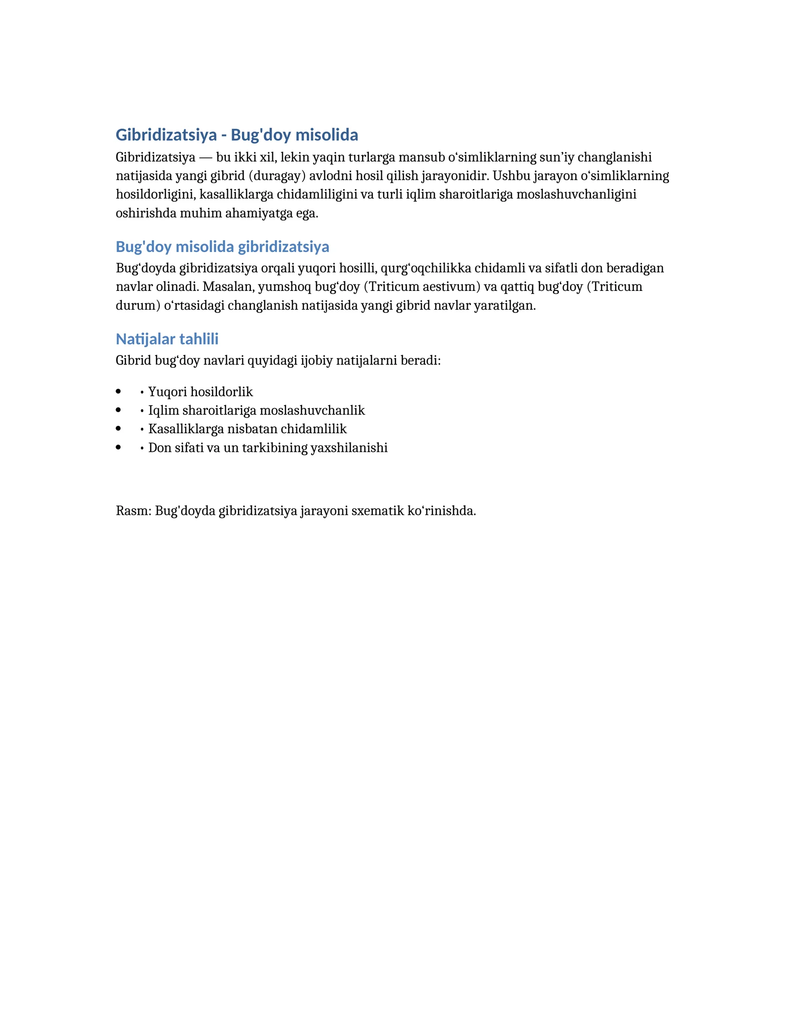 Gibridizatsiya - Bug'doy misolida