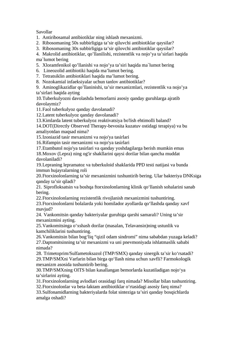 Antibiotiklar haqida savollar va izohlar