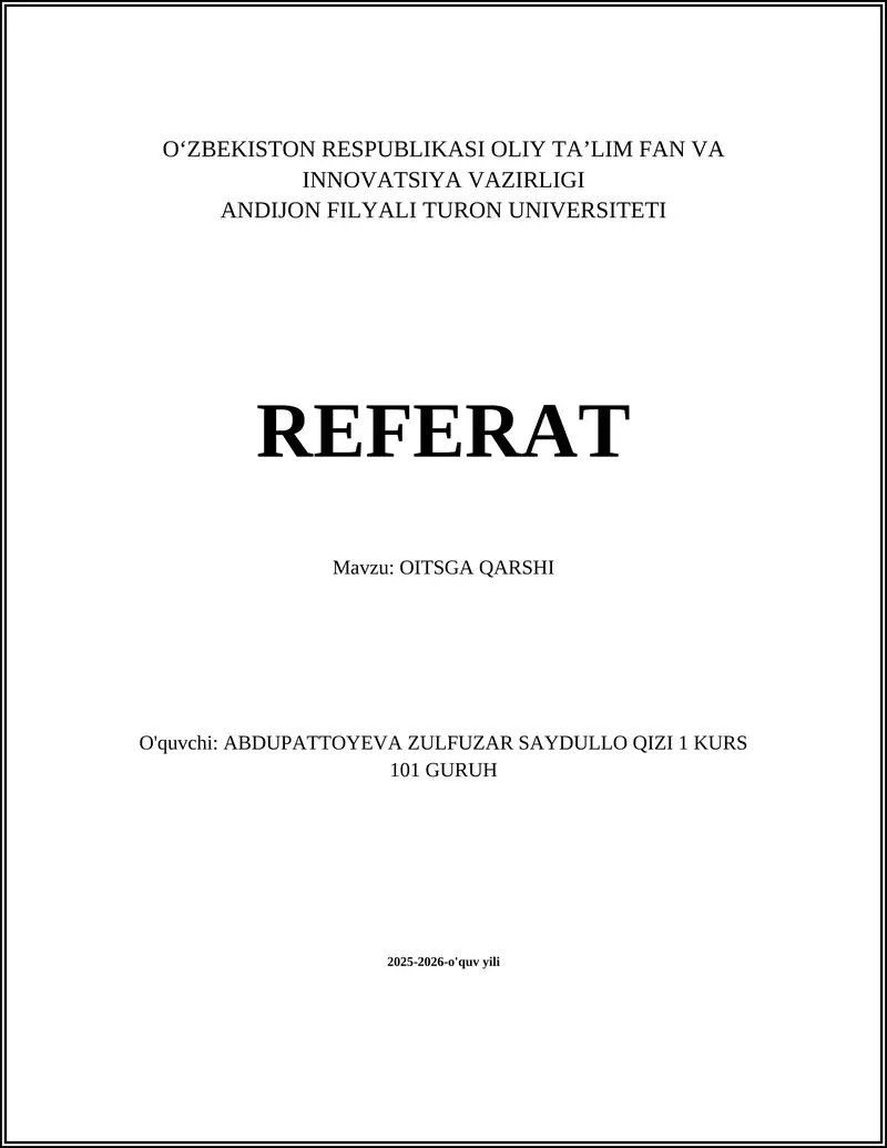 Oitsga Rasm OITSga qarshi profilaktika asoslari