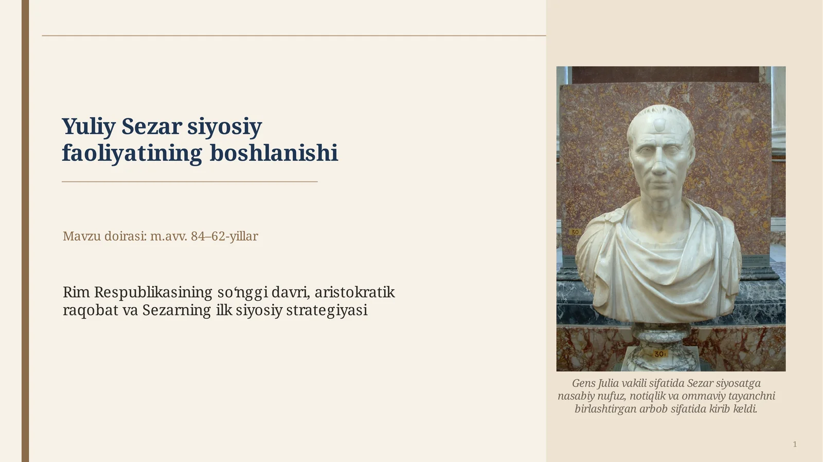 Yuliy Sezar siyosiy faoliyatining boshlanishi