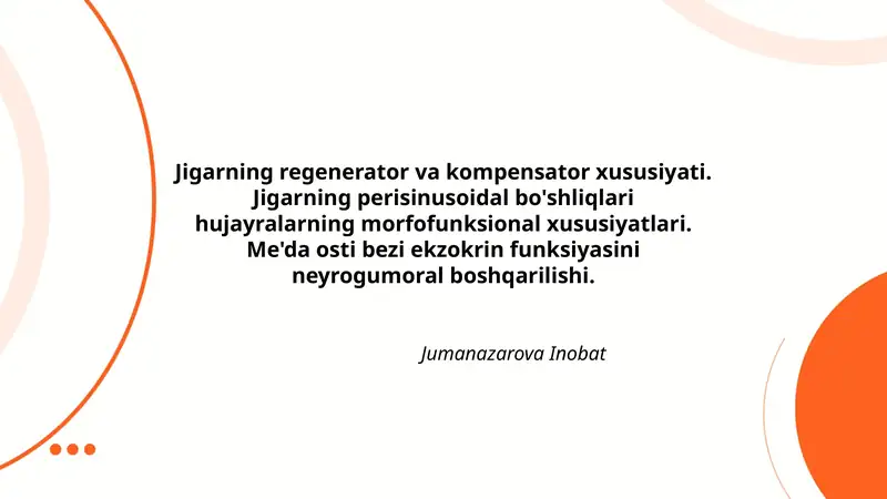 Jigarning regenerator va kompensator xususiyati