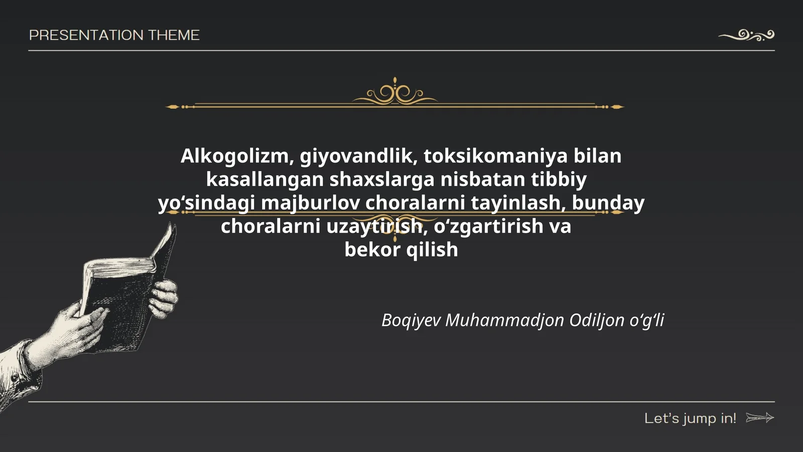 Alkogolizm, giyovandlik, toksikomaniya bilan kasallangan shaxslarga nisbatan tibbiy yo‘sindagi majburlov choralarni tayinlash, bunday choralarni uzaytirish, o‘zgartirish va bekor qilish