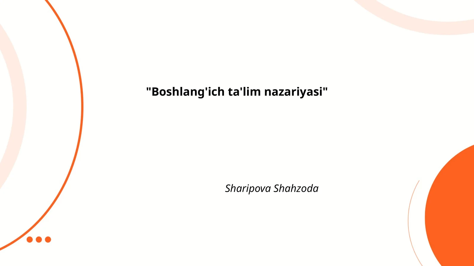 Boshlang'ich ta'lim nazariyasi