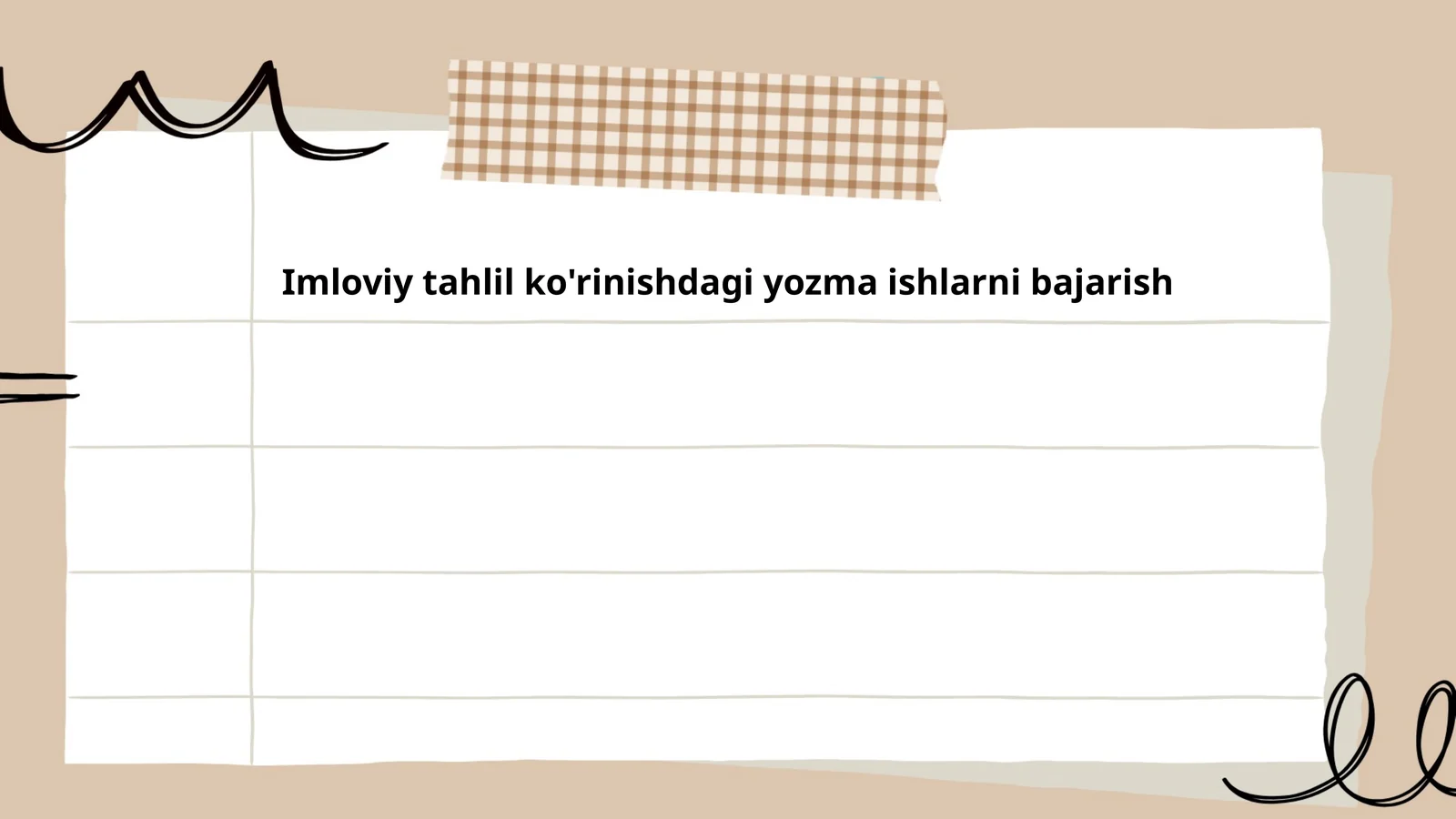 Imloviy tahlil ko'rinishdagi yozma ishlarni bajarish