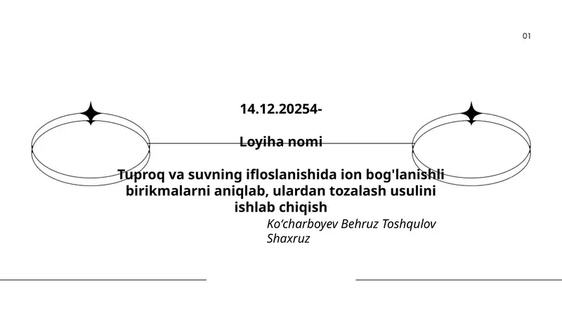 Tuproq va suvning ifloslanishida ion bog'lanishli birikmalarni aniqlab, ulardan tozalash usulini ishlab chiqish