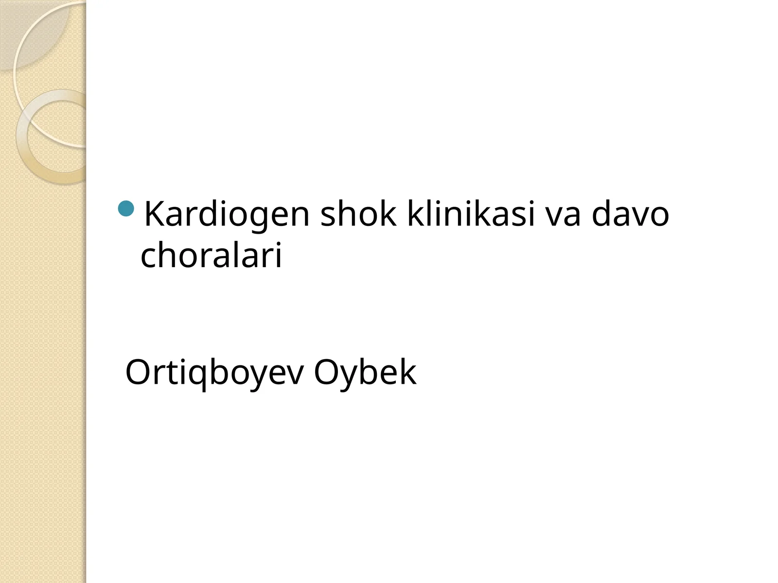 Kardiogen shok klinikasi va davo choralari