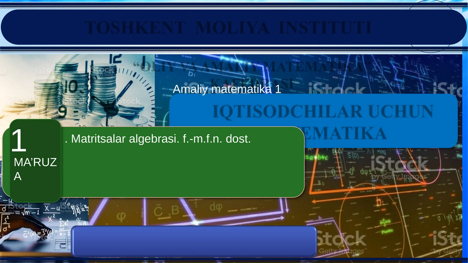 MA’RUZA. Matritsalar algebrasi. f.-m.f.n. dost