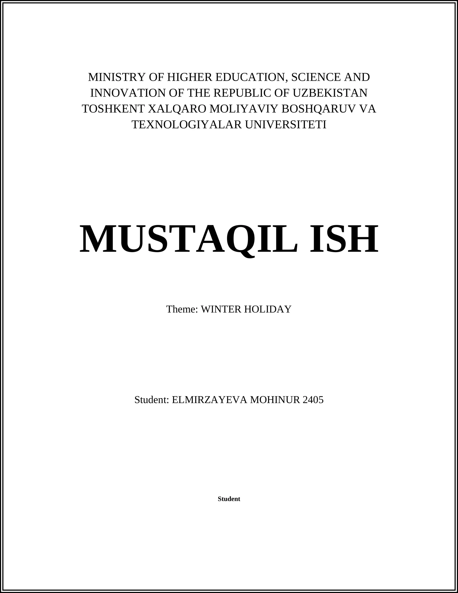 WINTER HOLIDAY TRADITIONS