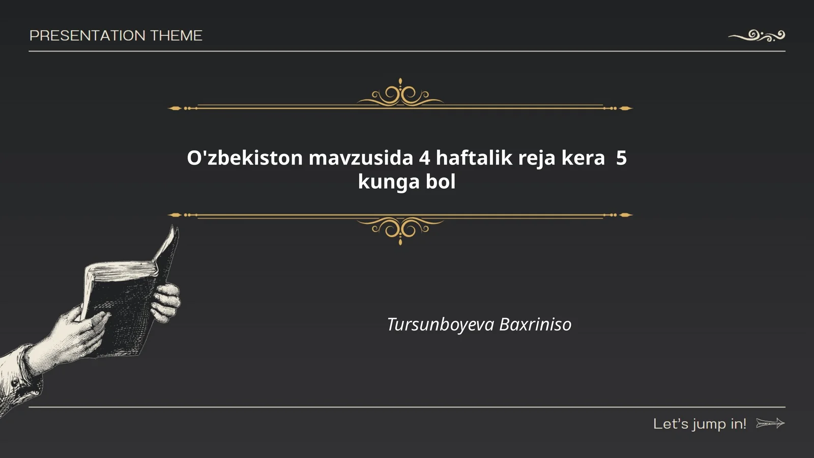 O'zbekiston mavzusida 4 haftalik reja kera 5 kunga bol