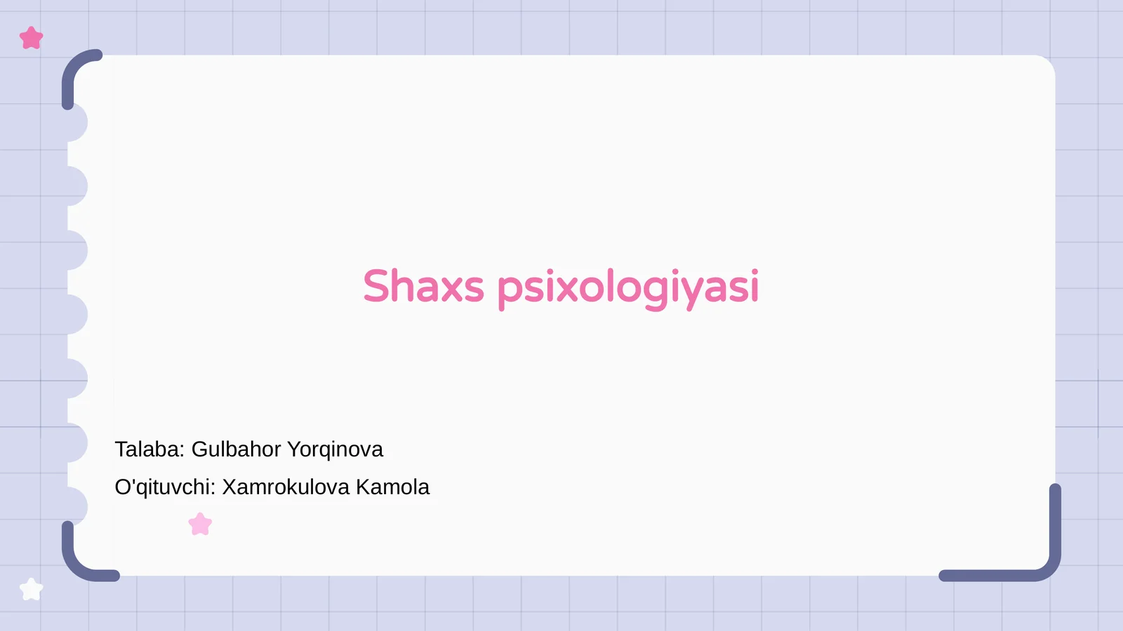 Shaxs psixologiyasi