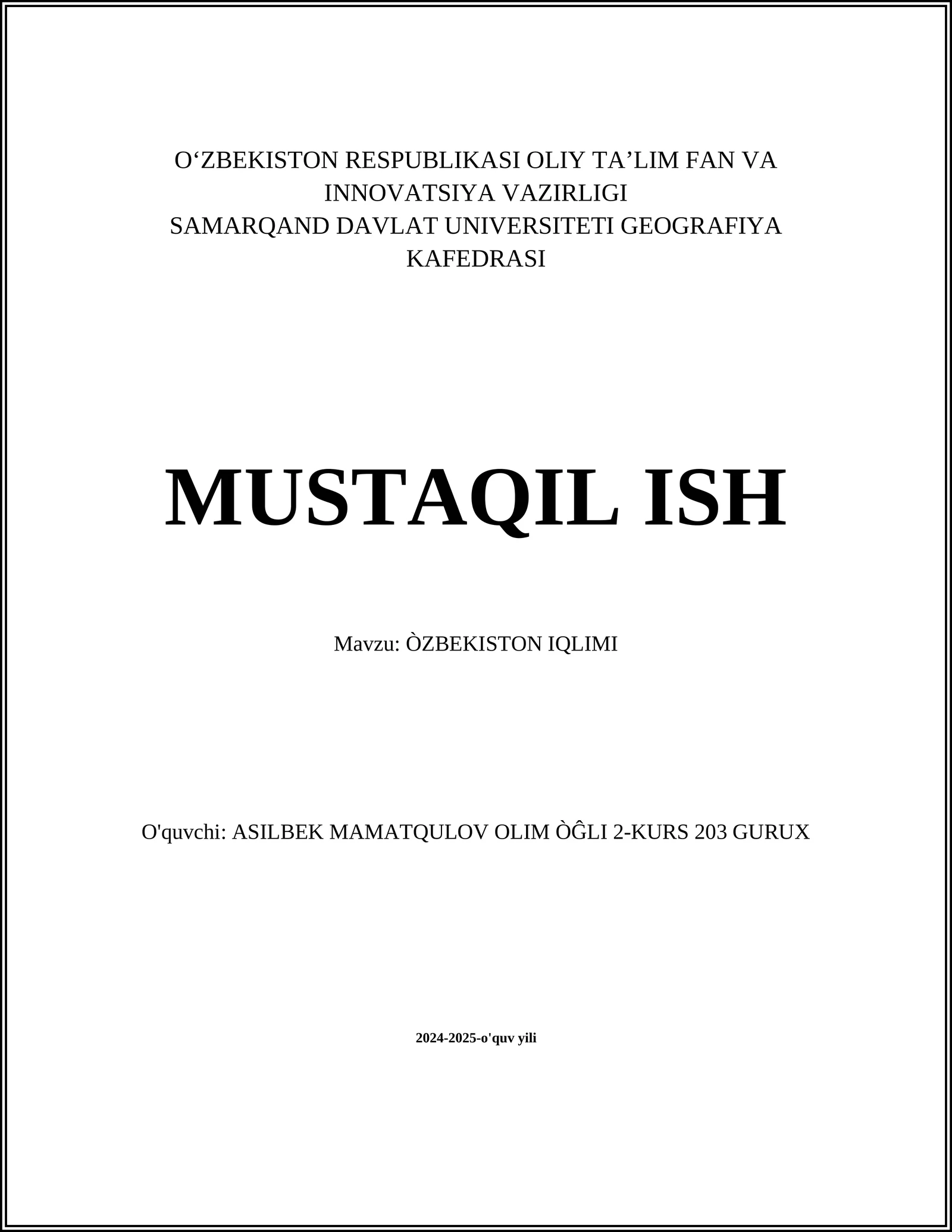 ÒZBEKISTON IQLIMI