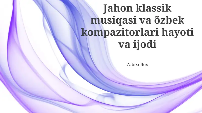Oʻzbek Kompozitorlarining Hayoti va Ijodi