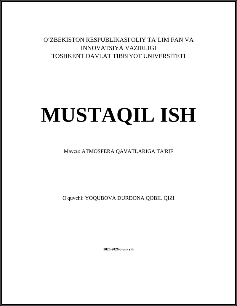 ATMOSFERA QAVATLARIGA TA'RIF