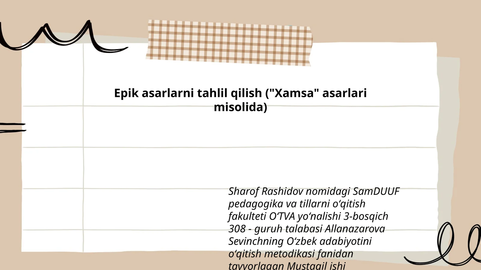 O'zbek adabiyotini o'qitish metodikasi