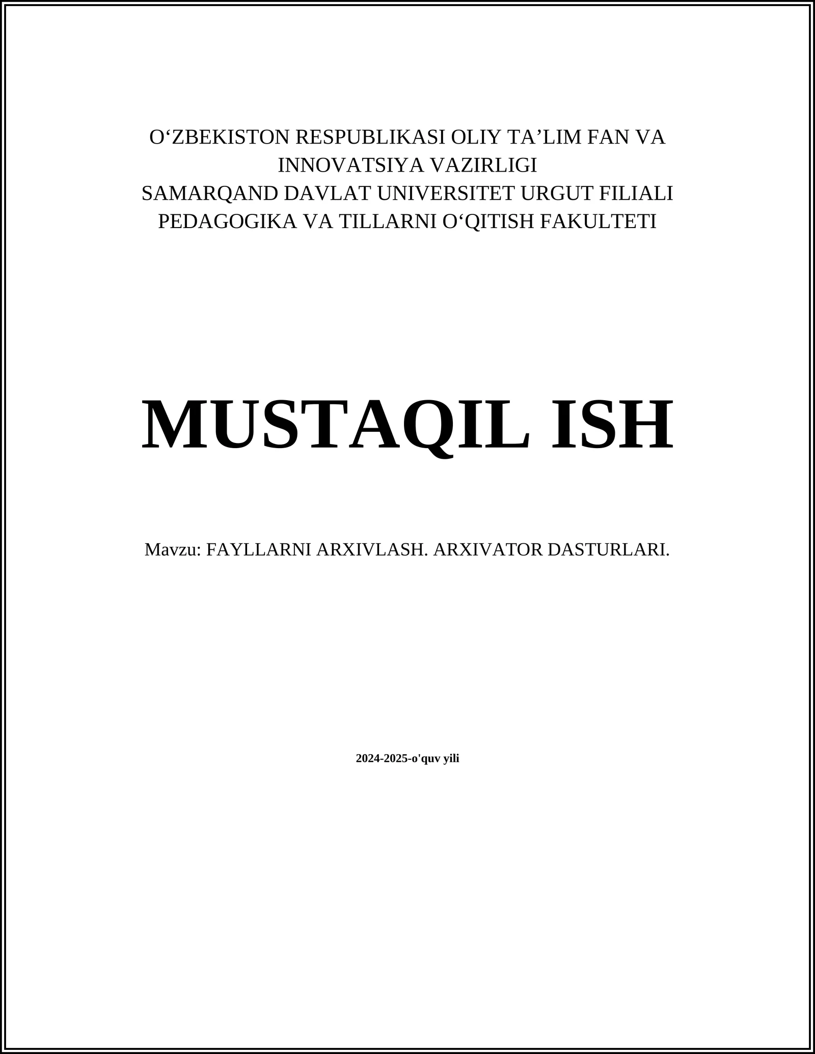 Fayllarni siqish algoritmlari