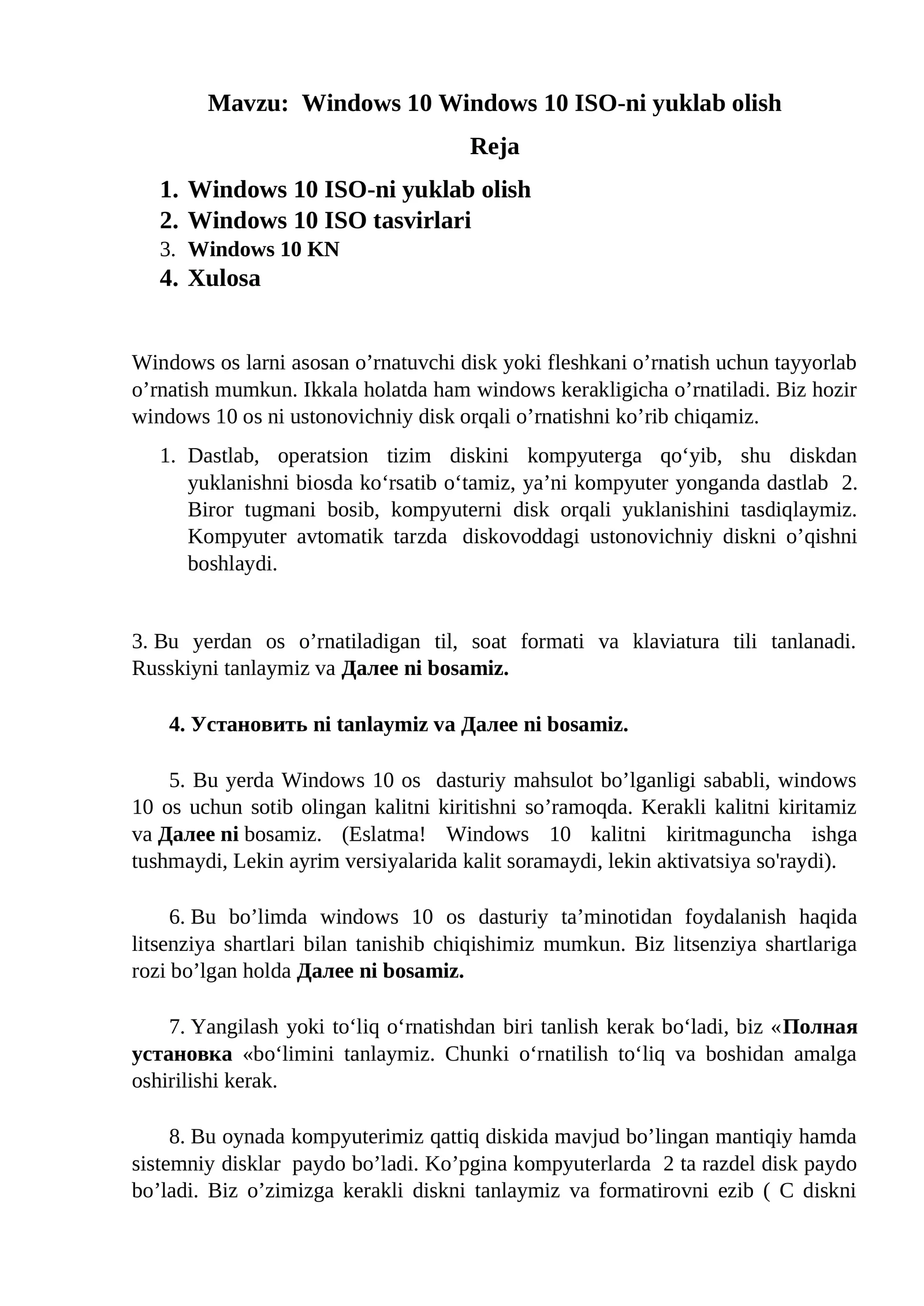 Windows 10 Windows 10 ISO-ni yuklab olish