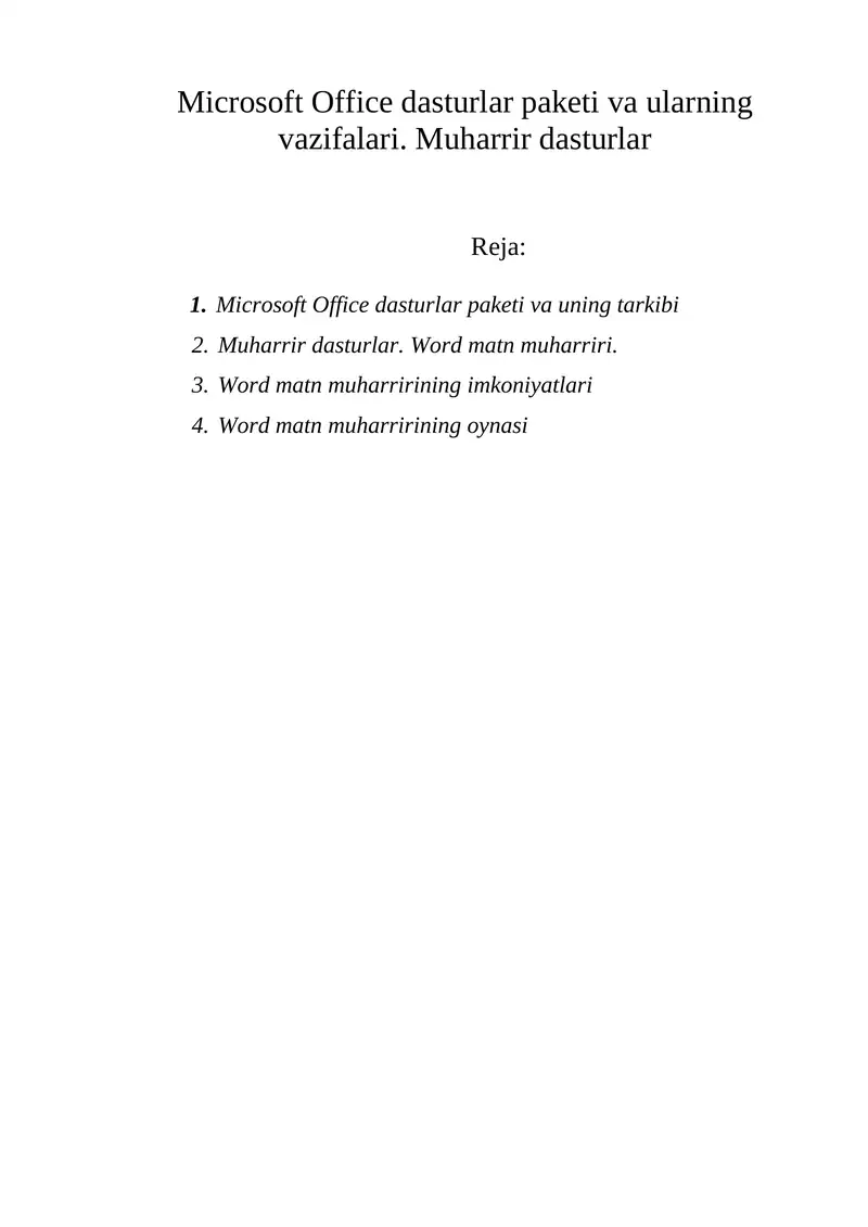 Microsoft Office dasturlar paketi