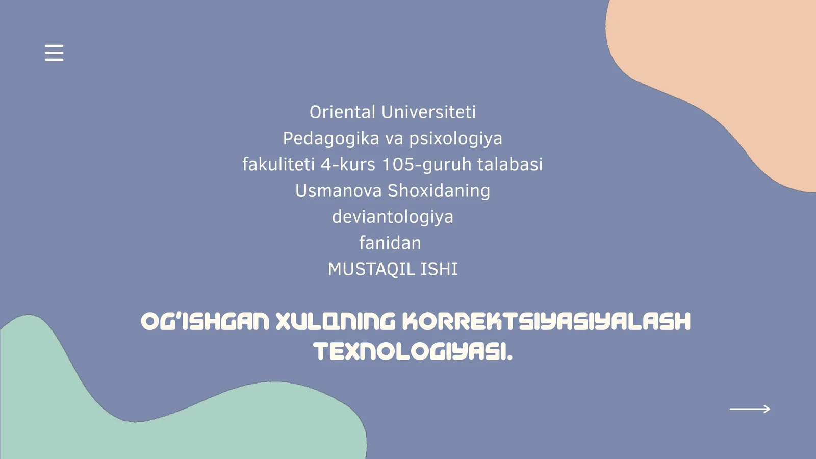 Og’ishgan xulqning korrektsiyasi