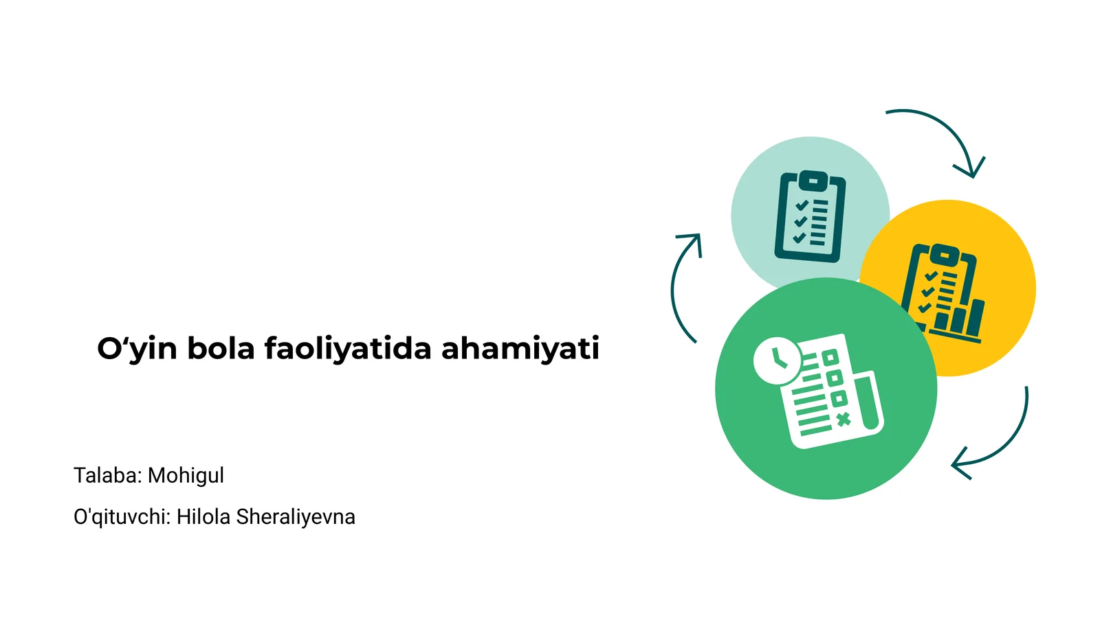 O'yin bola faoliyatida ahamiyati