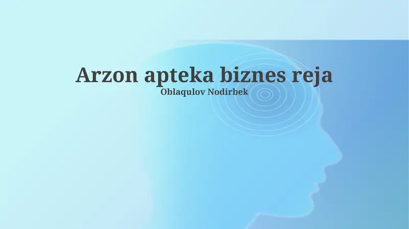 Arzon apteka biznes reja