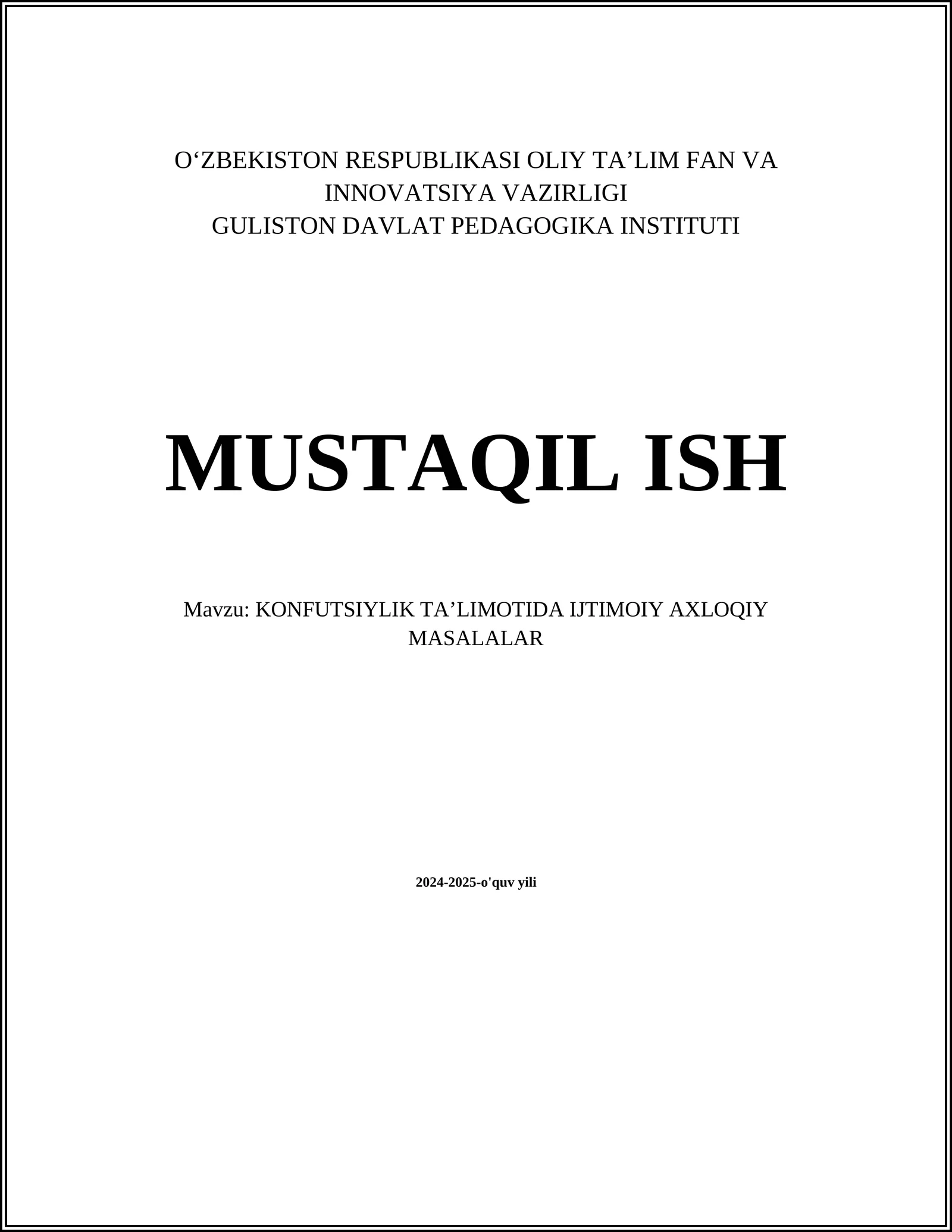 Konfutsiylikda Ijtimoiy Axloqiy Masalalar