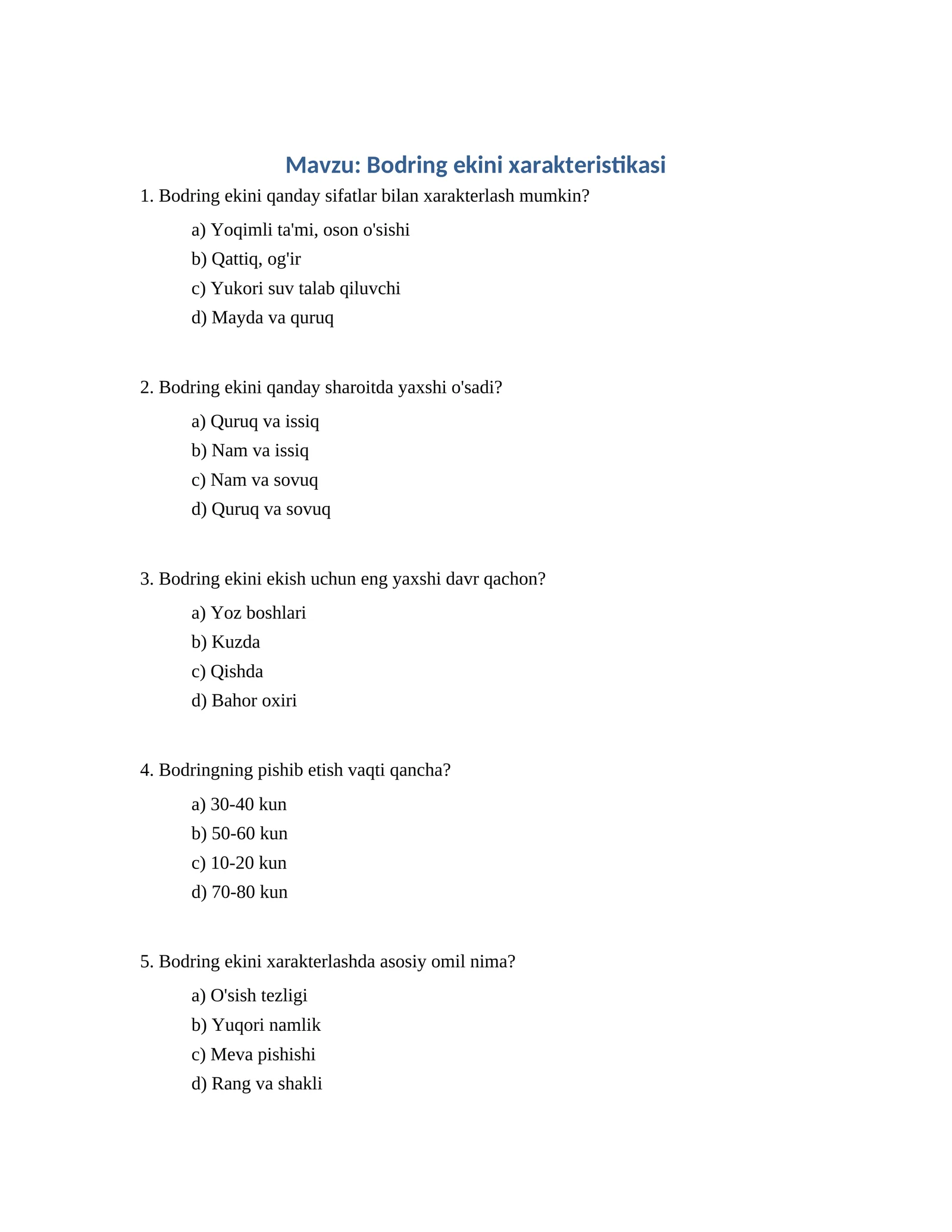 Bodring ekini xarakteristikasi