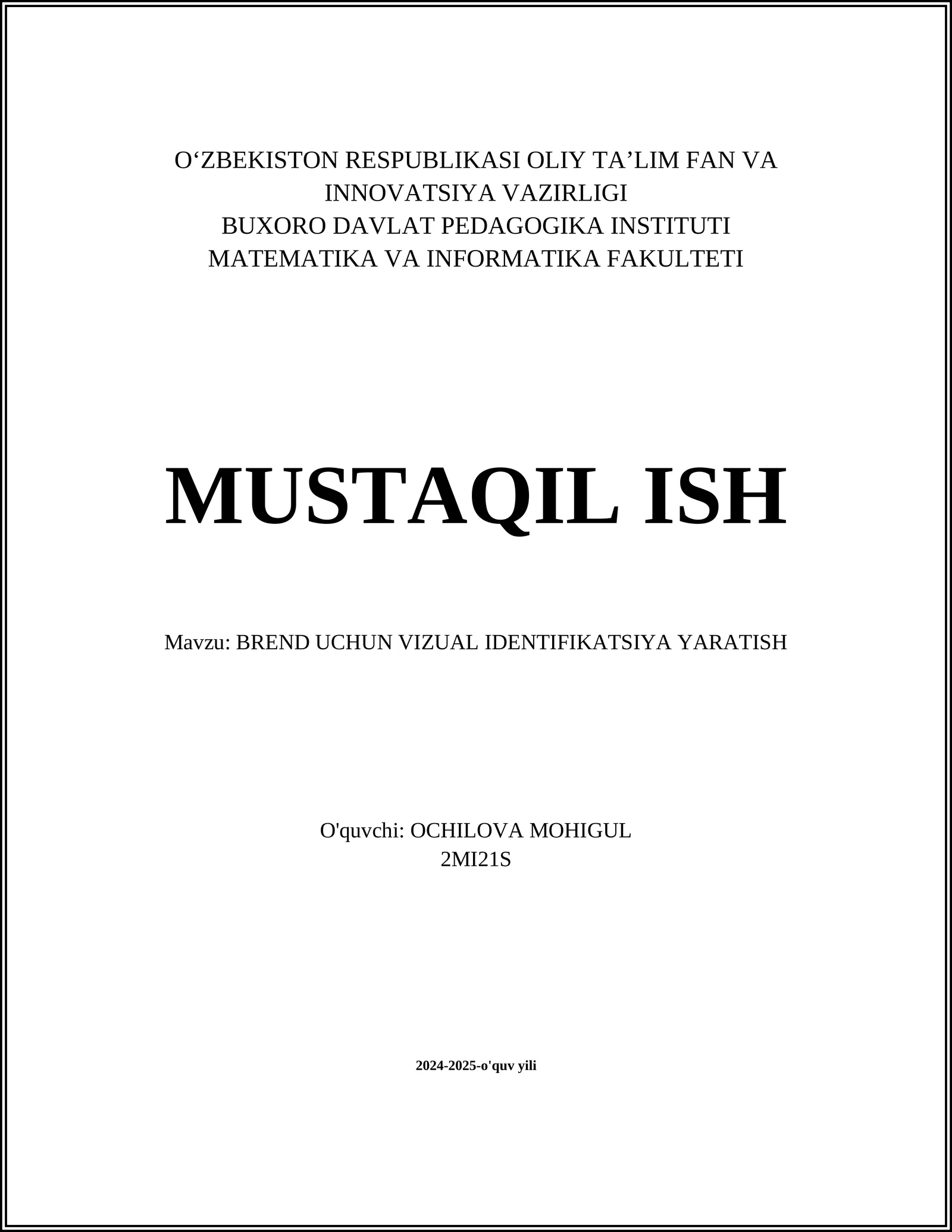 BREND UCHUN VIZUAL IDENTIFIKATSIYA YARATISH