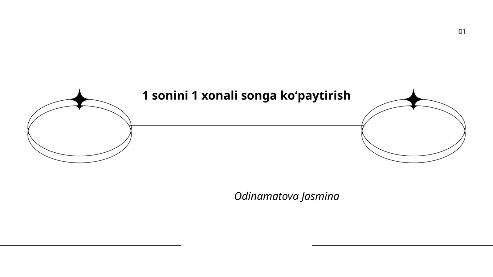 1 sonini 1 xonali songa koʻpaytirish