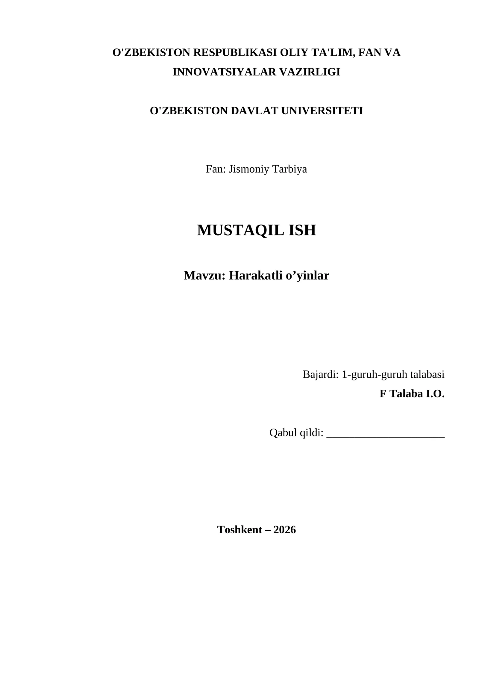 Harakatli o’yinlar
